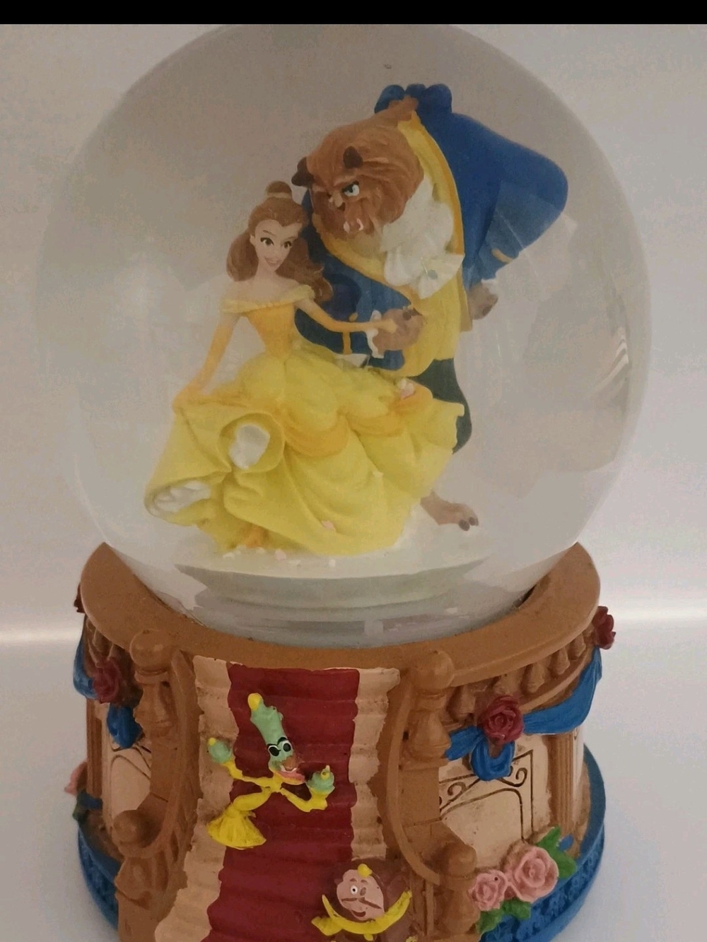 Disney Beauty & The Beast Belle Musical Water Globe 1991 Vintage Tested Working
